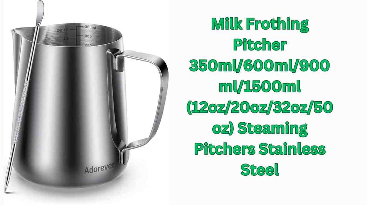 Adorever Milk Frothing Pitcher 350ml/600ml/900ml/1500ml (12oz/20oz/32oz/50oz) Steaming Pitchers Stainless Steel Milk/Coffee/Cappuccino/Latte Art